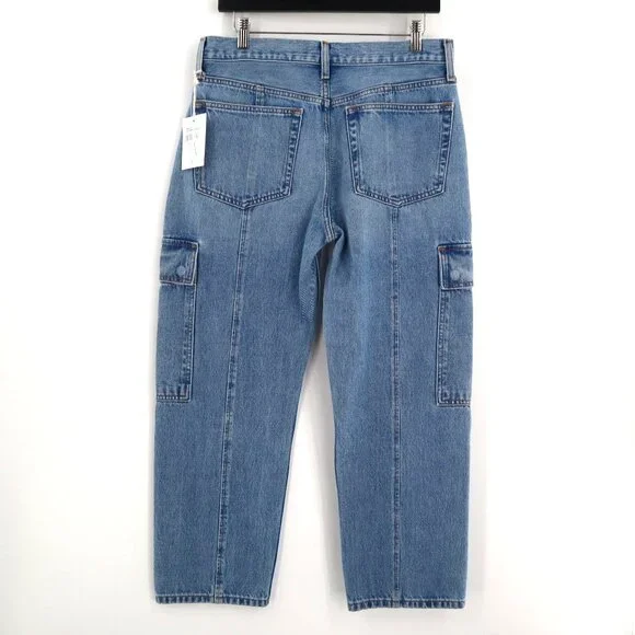 NEW Etica Pax Mid-rise Cargo Jeans Womens Y2K Cropped Zip Fly High Rise Casual - Picture 4 of 10